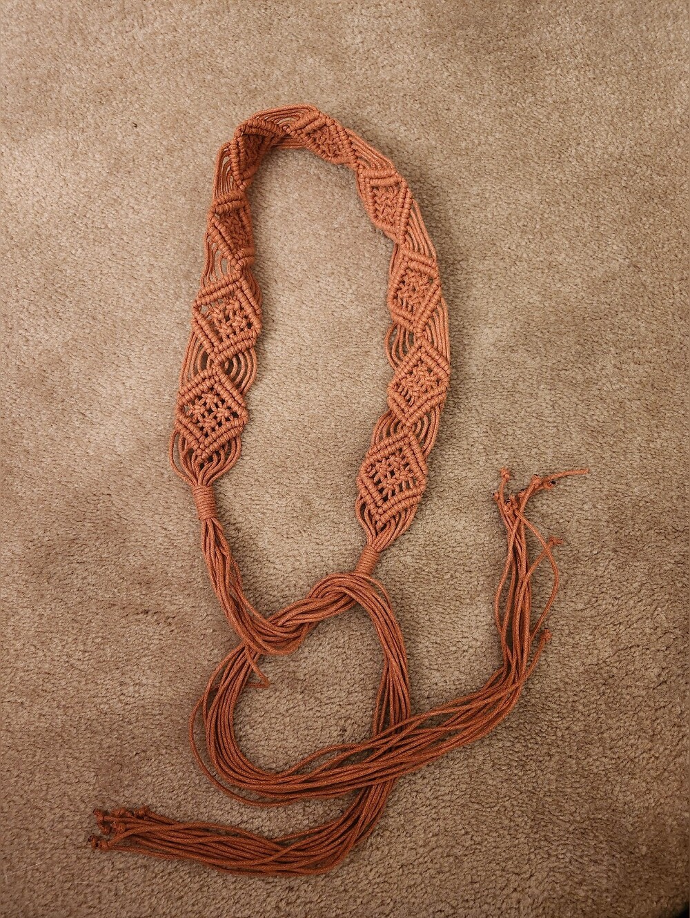 Handwoven Burnt Orange Macrame Necklace - Women Jewelry